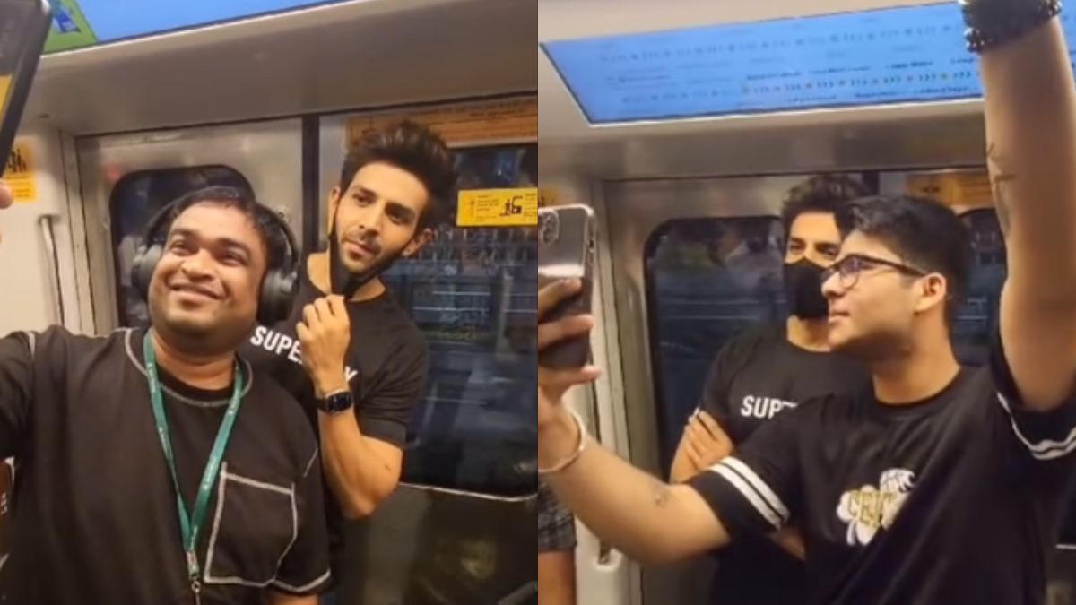Kartik Aaryan Travels By Metro To Beat Mumbai Traffic; Clicks Selfie With Fans [Video]