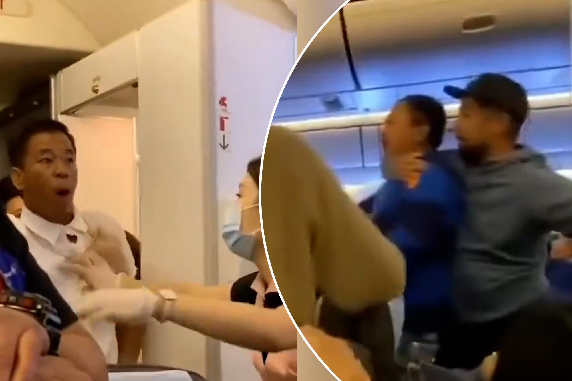 Eva Air flight attendant breaks up mid-air fight (Video)
