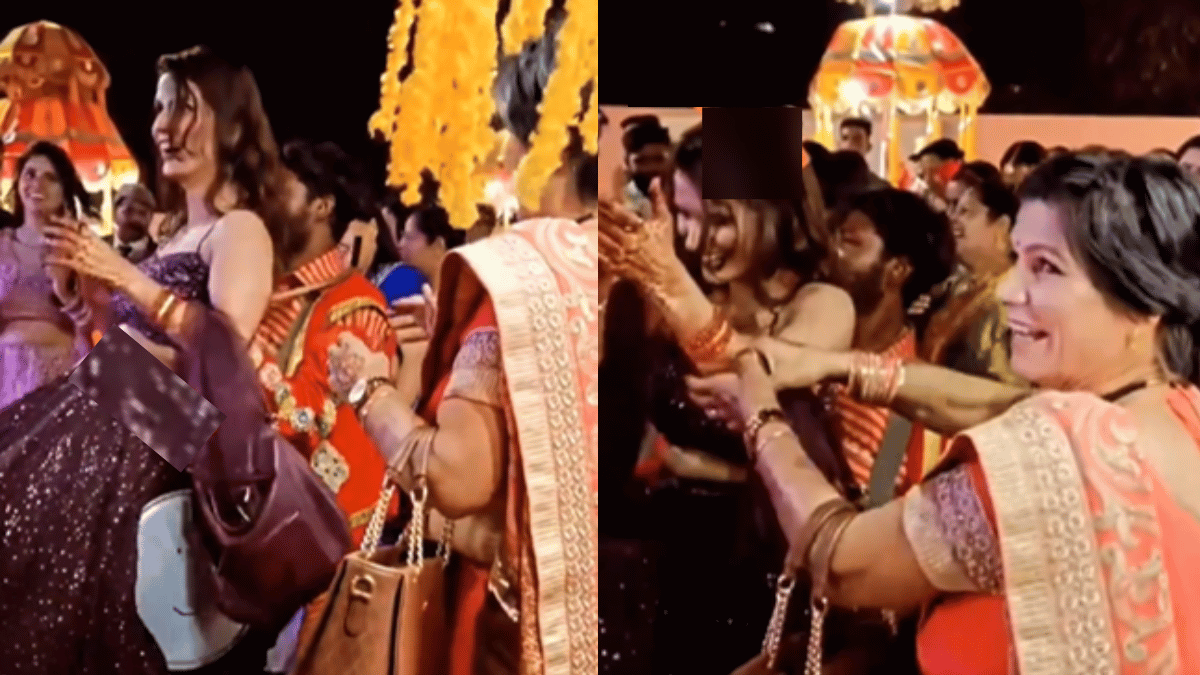 Man Playing Dhol Makes Girl Sit On Instrument During Baraat Procession; Aunty Intervenes [Video]