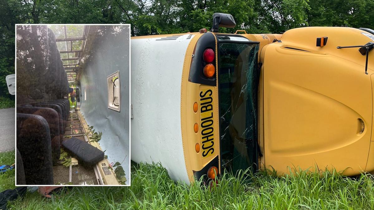 Kentucky school bus flips on its side with 23 children inside [Video]