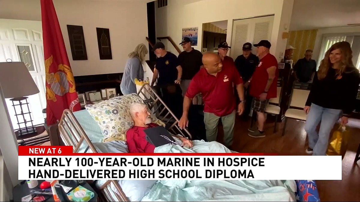 Dying Marine vet, 98, finally gets high school diploma while receiving hospice care after dropping out of school to fight in World War Two [Video]